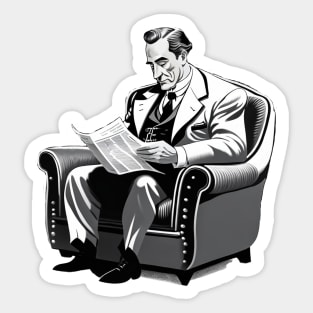 Man reading a newspaper Sticker